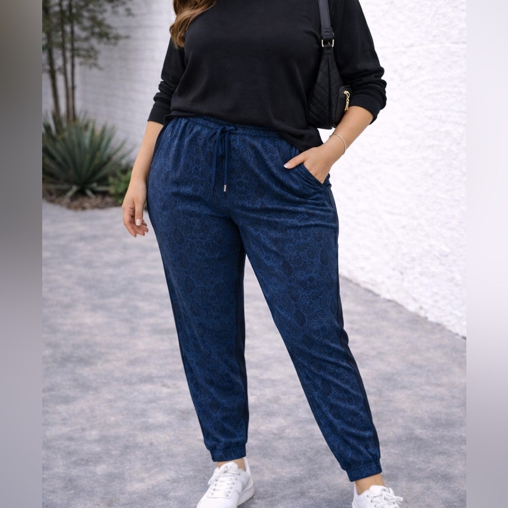Athleta Brooklyn Blue phyton Jogger Sweatpants workwear, travel 8‎